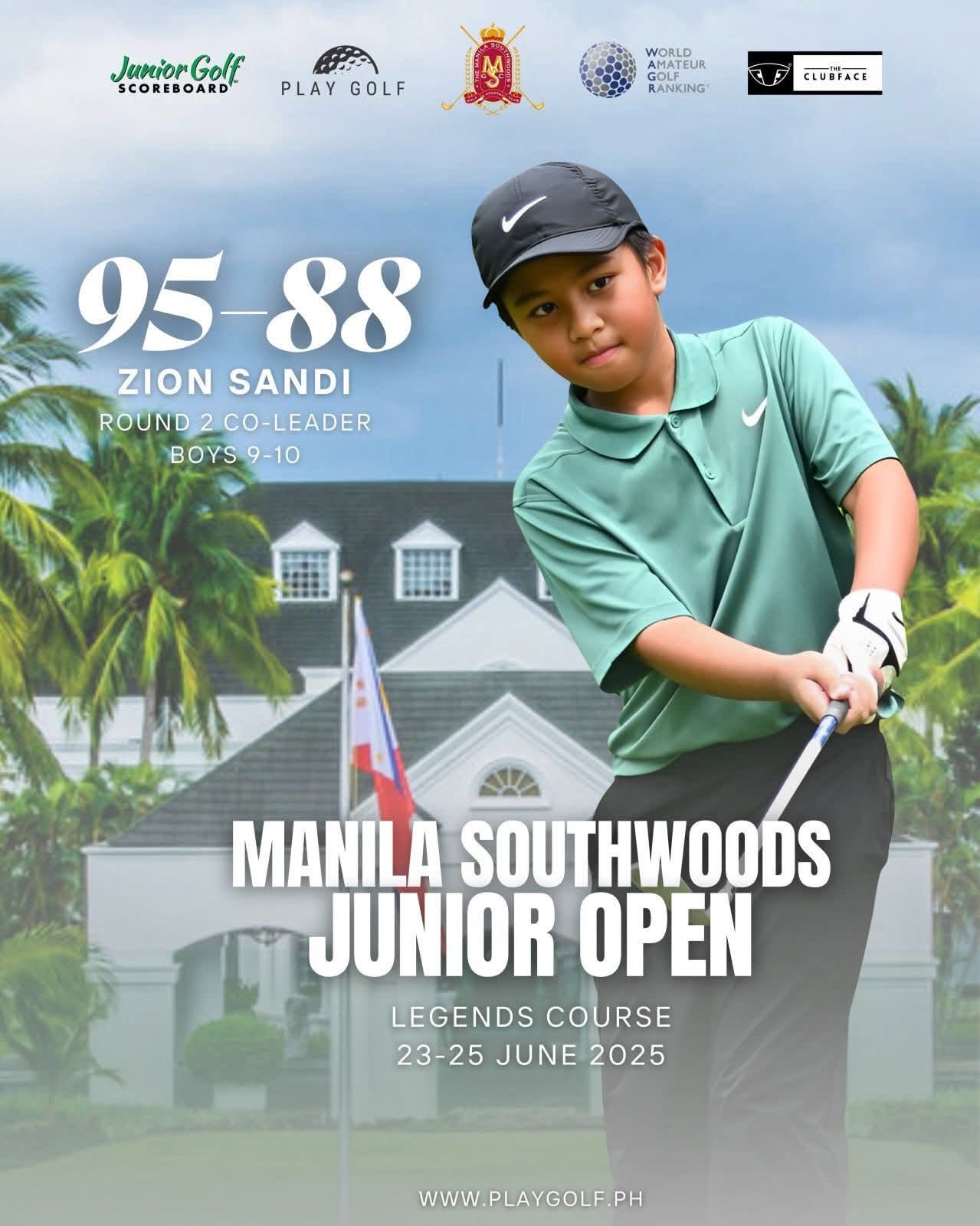 Zion Sandi — round of 88 at the Manila Southwoods Junior Open